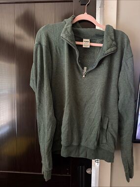 Men's Half-Zip Pullover Sweater - Olive Green
